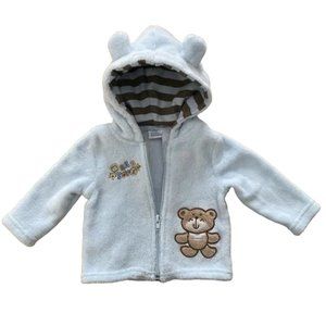 Petite Bears Soft Sherpa Teddy Bear Striped 3D Ears Hoodie size 3-6 Months